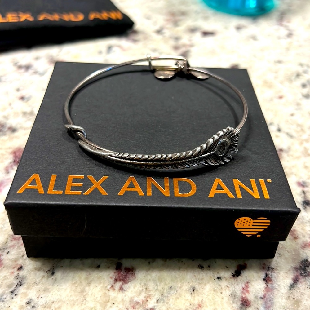 Alex and Ani vintage collection silver feather